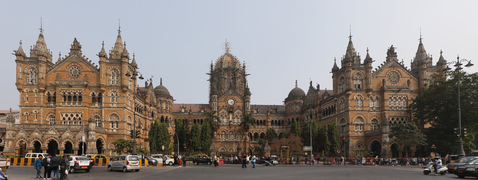 Chhatrapati Shivaji Terminus in Mumbai, its Victorian Gothic front across the street