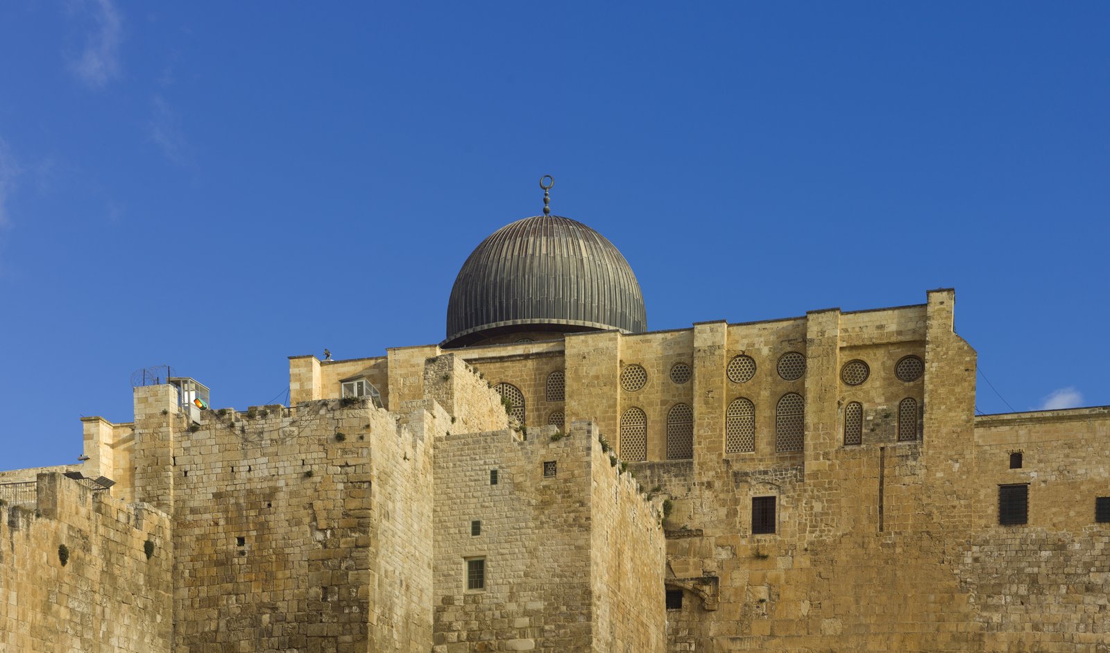 The al-Aqsa Mosque in Jerusalem, its silver dome on the Temple Mount platform