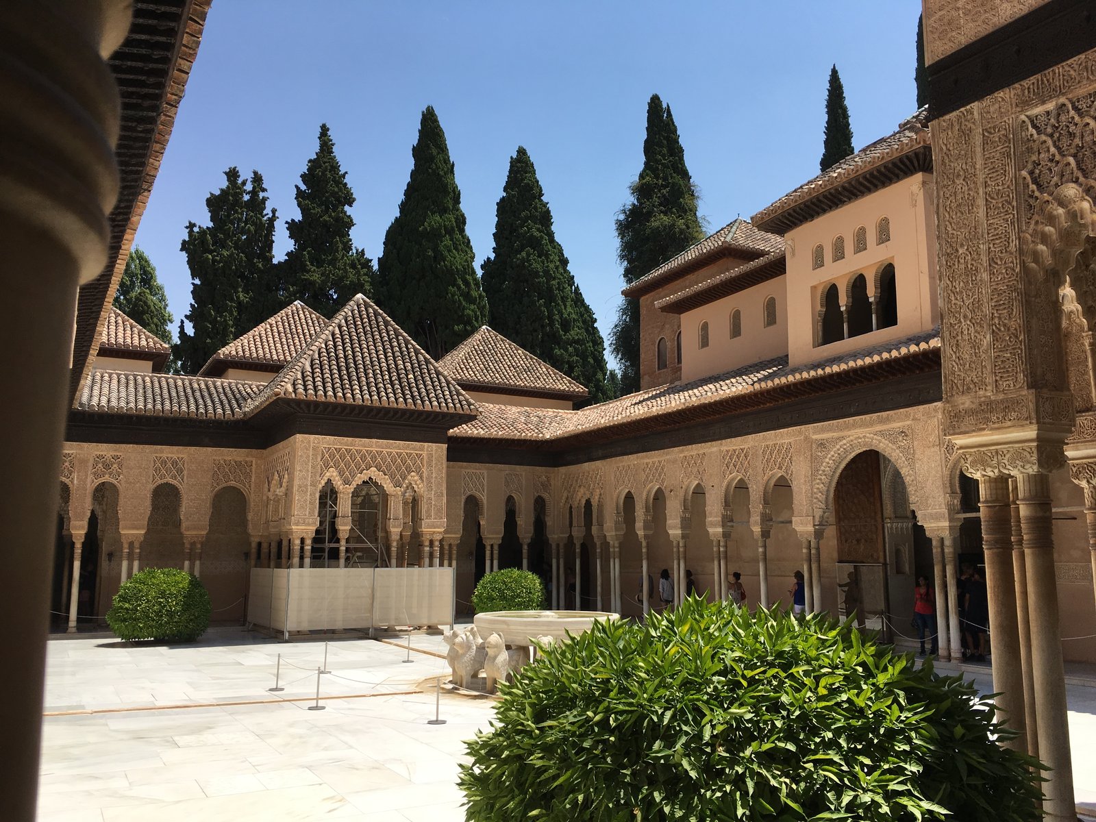 The Court of the Lions in the Alhambra, its fountain carried by stone lions