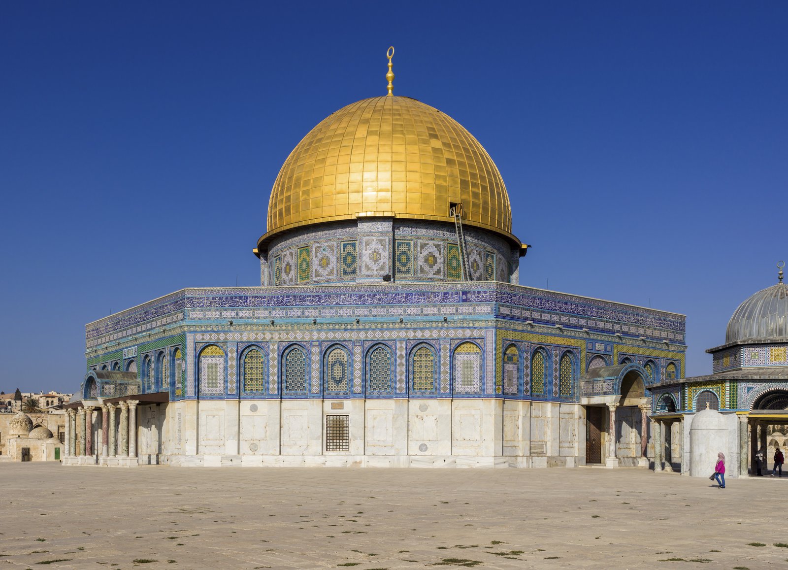 The Dome of the Rock in Jerusalem, its golden dome over the octagonal shrine