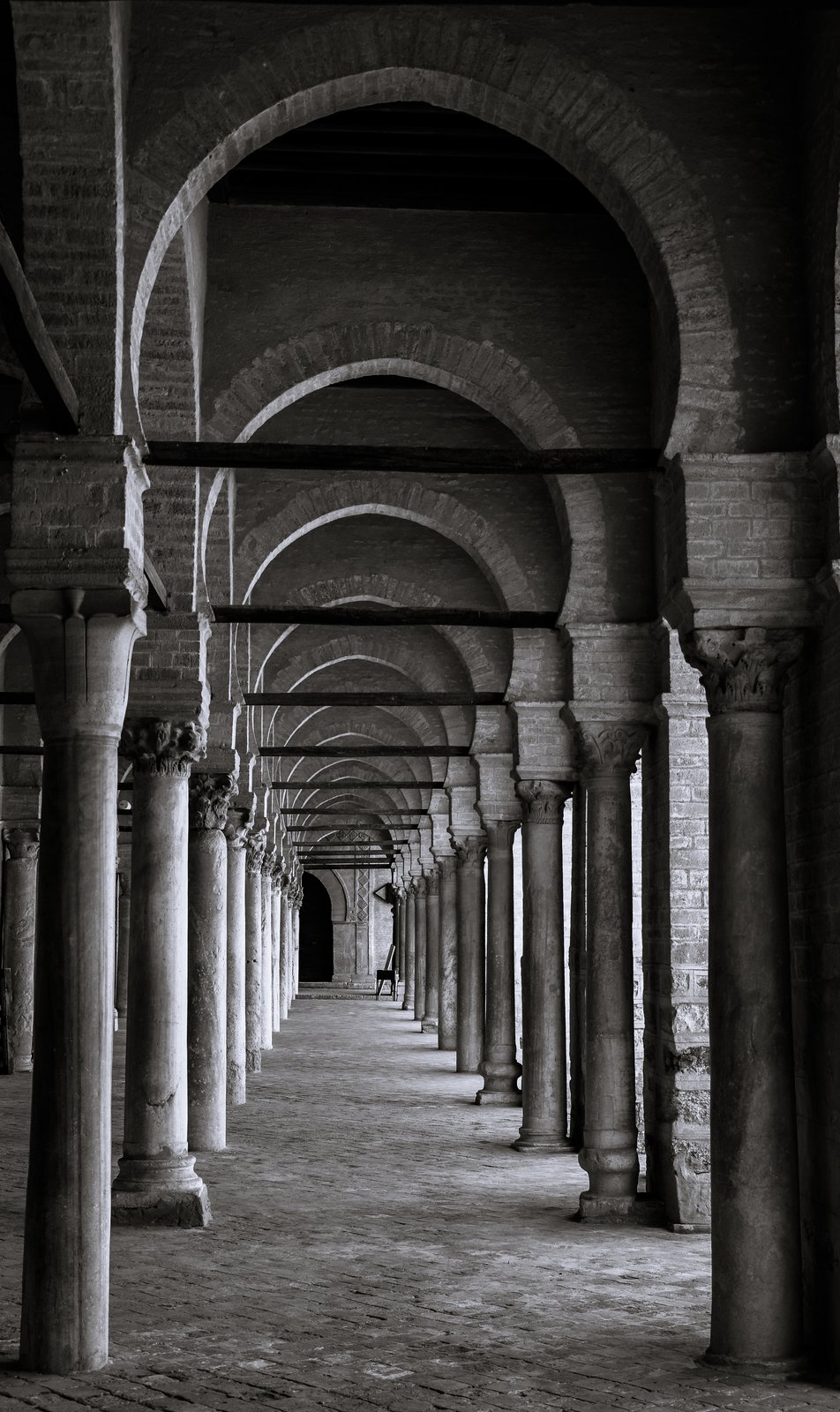 The Great Mosque of Kairouan, its square minaret and courtyard