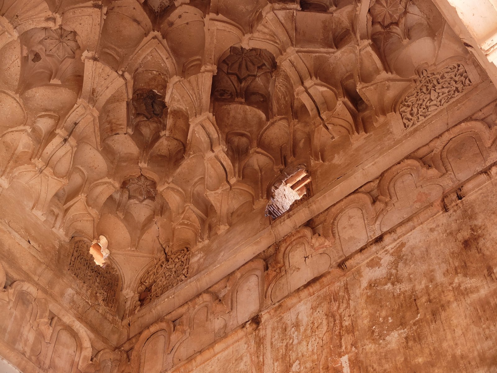 Muqarnas detail, the stepped honeycomb niches of a dome transition