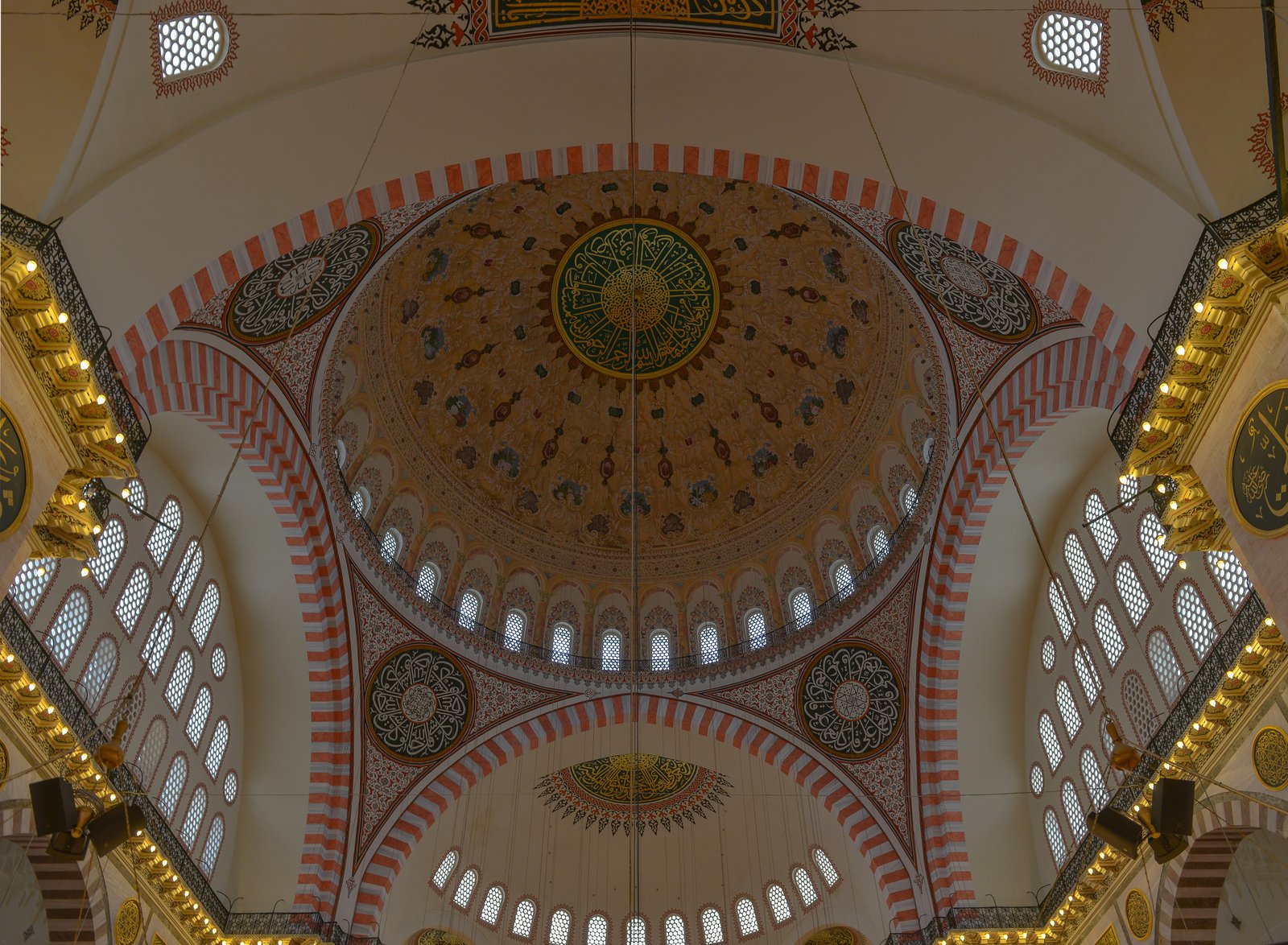 The Süleymaniye Mosque in Istanbul above the Golden Horn, its dome and four minarets