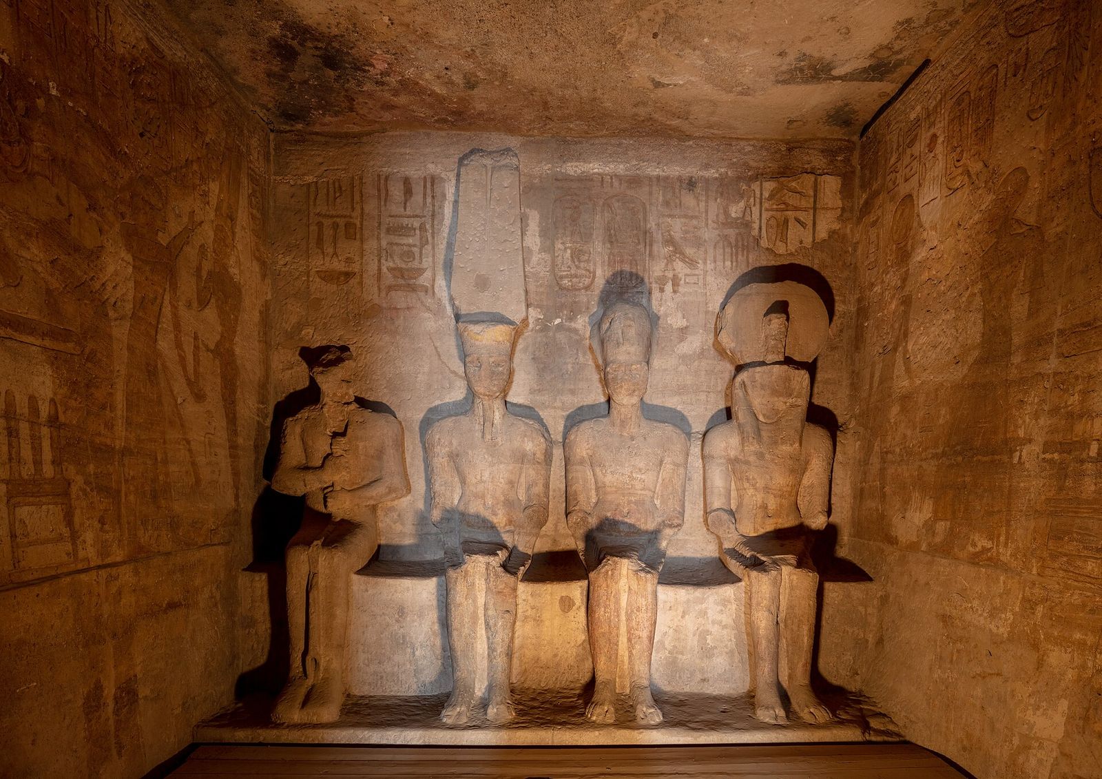 The sanctuary statues at the end of the Great Temple of Abu Simbel