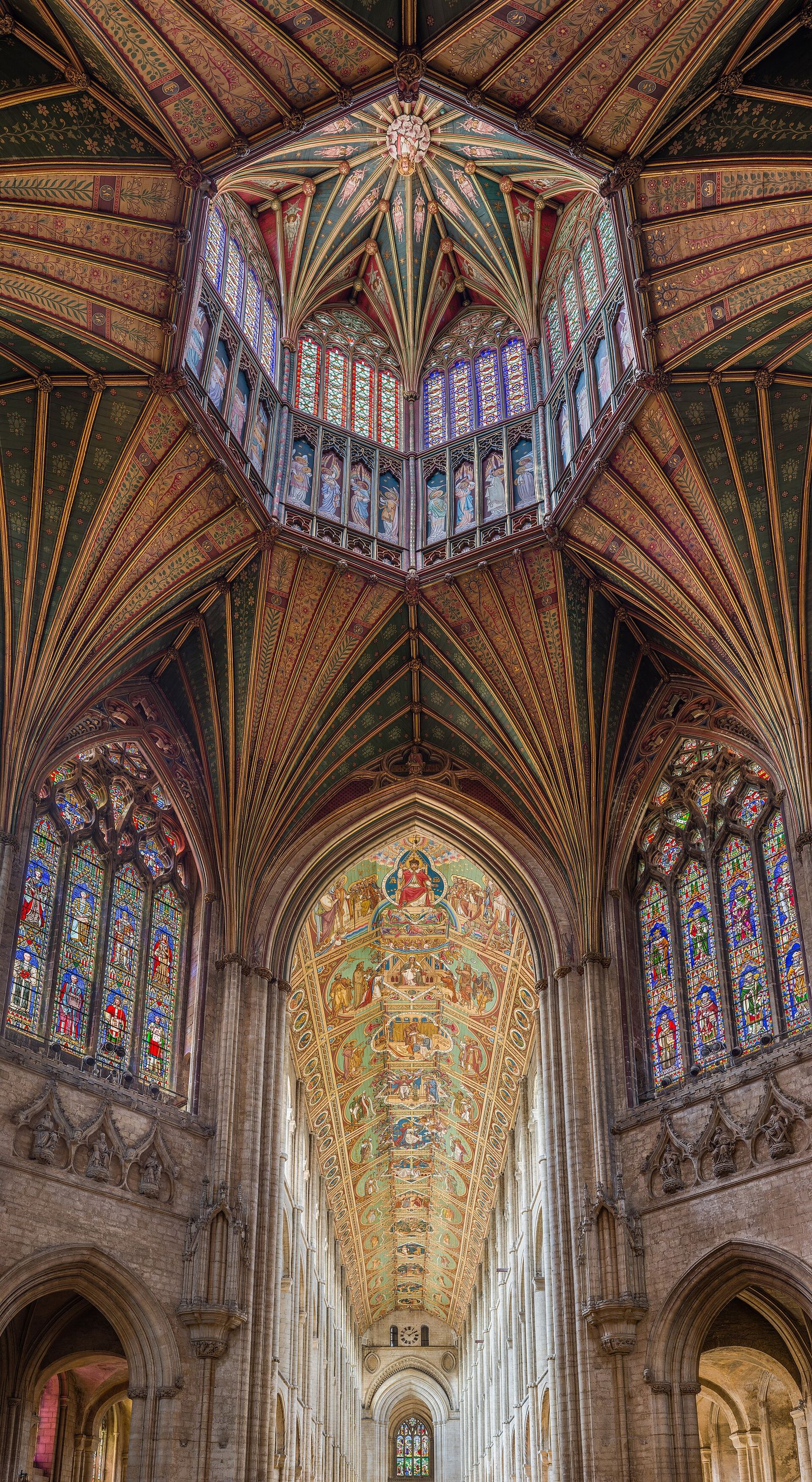 Looking up through the Octagon into the lantern of Ely Cathedral
