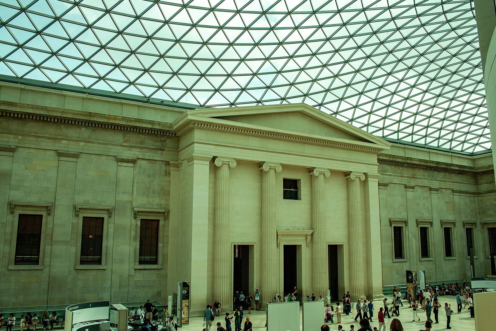 The Great Court of the British Museum in London under its glass roof