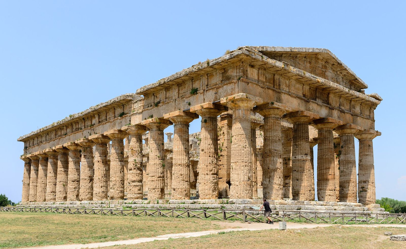 The Temple of Hera II at Paestum, its Doric colonnade in sunlight