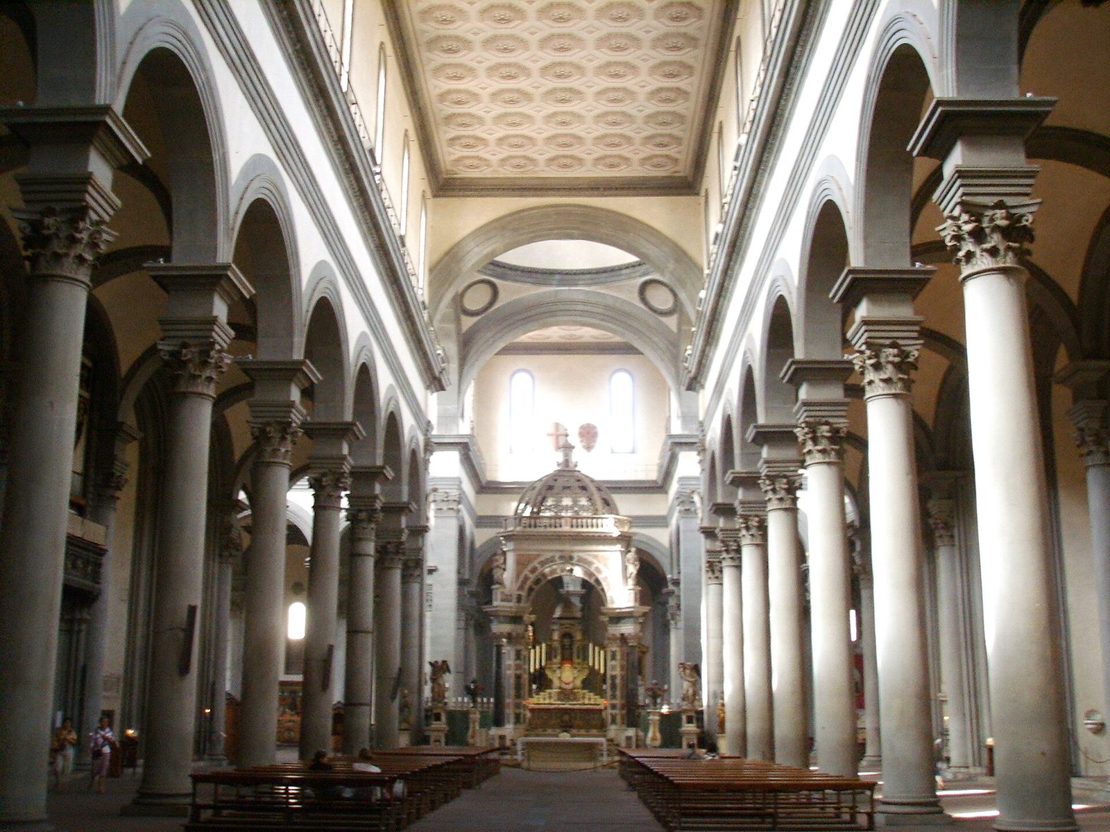 The colonnaded nave of Santo Spirito in Florence