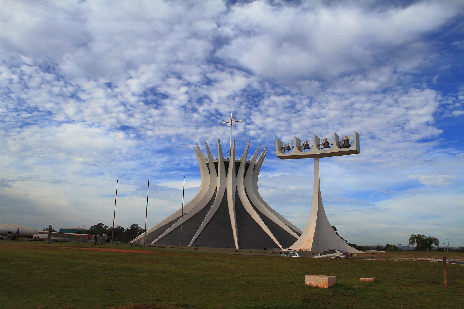 The Cathedral of Brasília, its hyperboloid concrete columns rising like hands in prayer