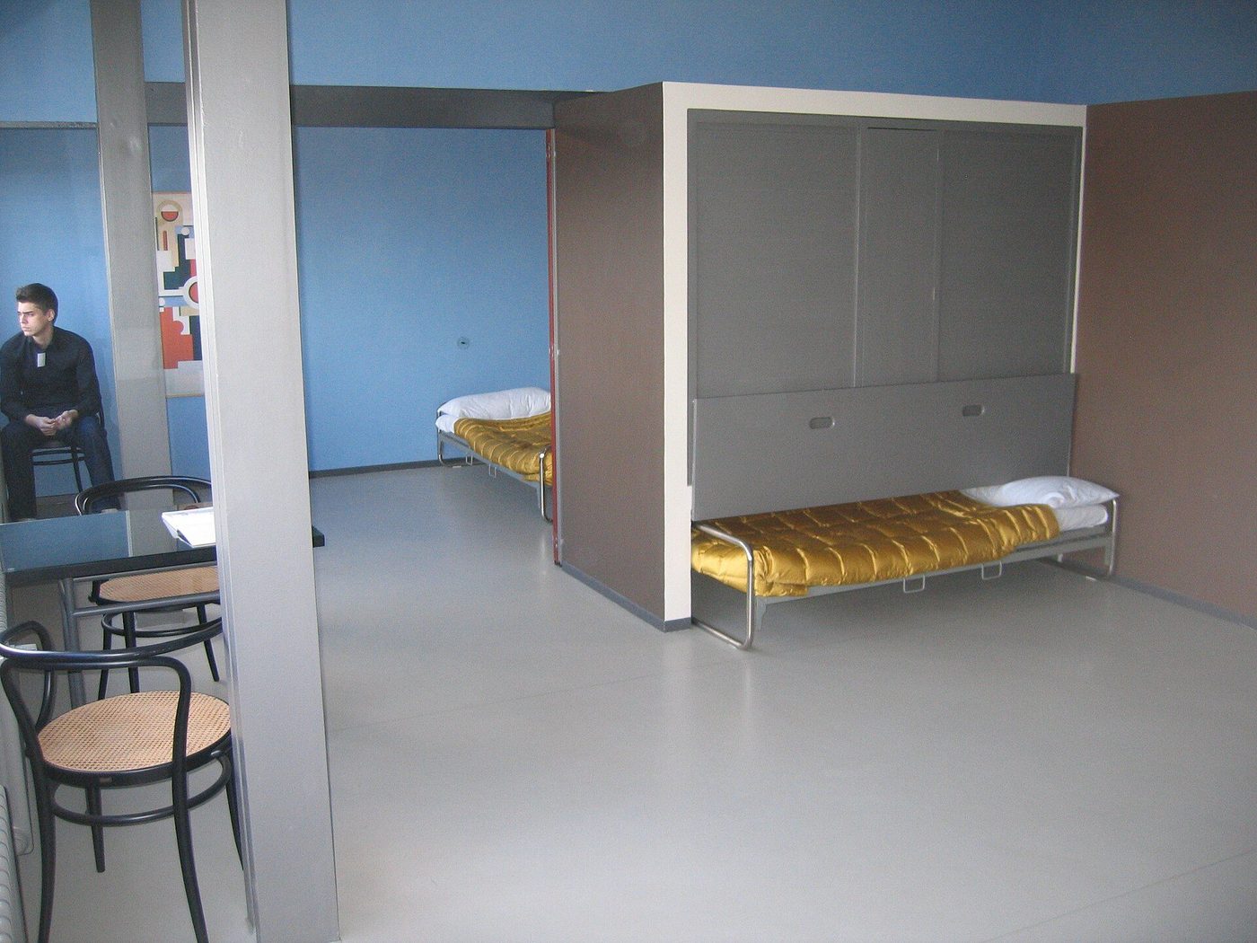 A reconstructed interior at the Weissenhof: folding beds and built-in cupboards in a small flat