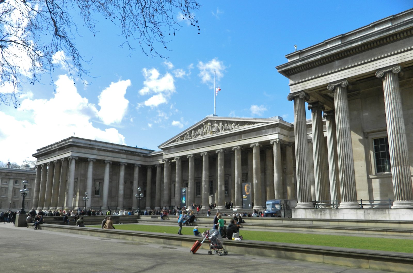 The facade of the British Museum in London, Smirke's Greek Revival portico