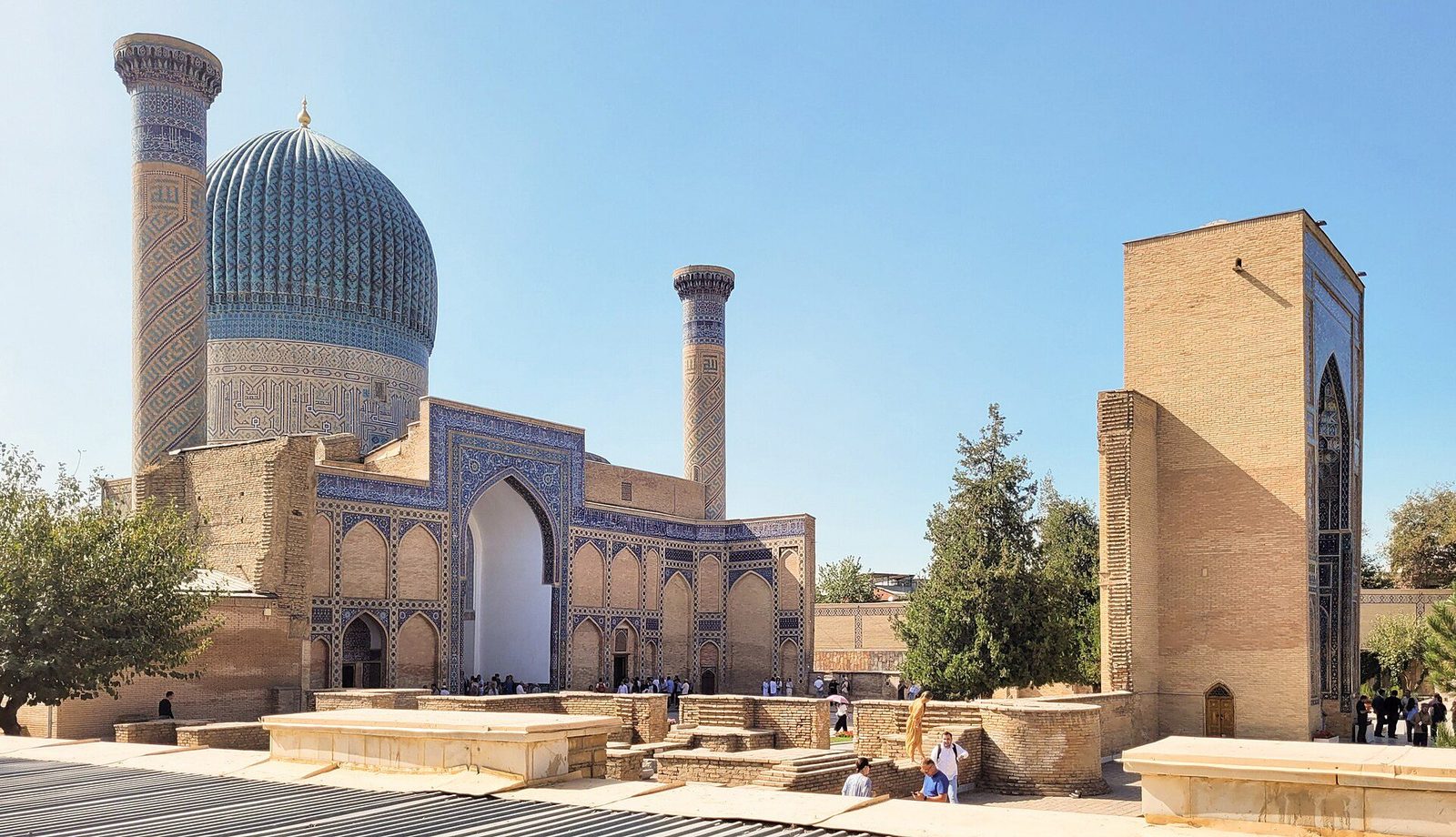 The Gur-e Amir at Samarkand: the fluted turquoise dome and the pishtaq of Timur's mausoleum