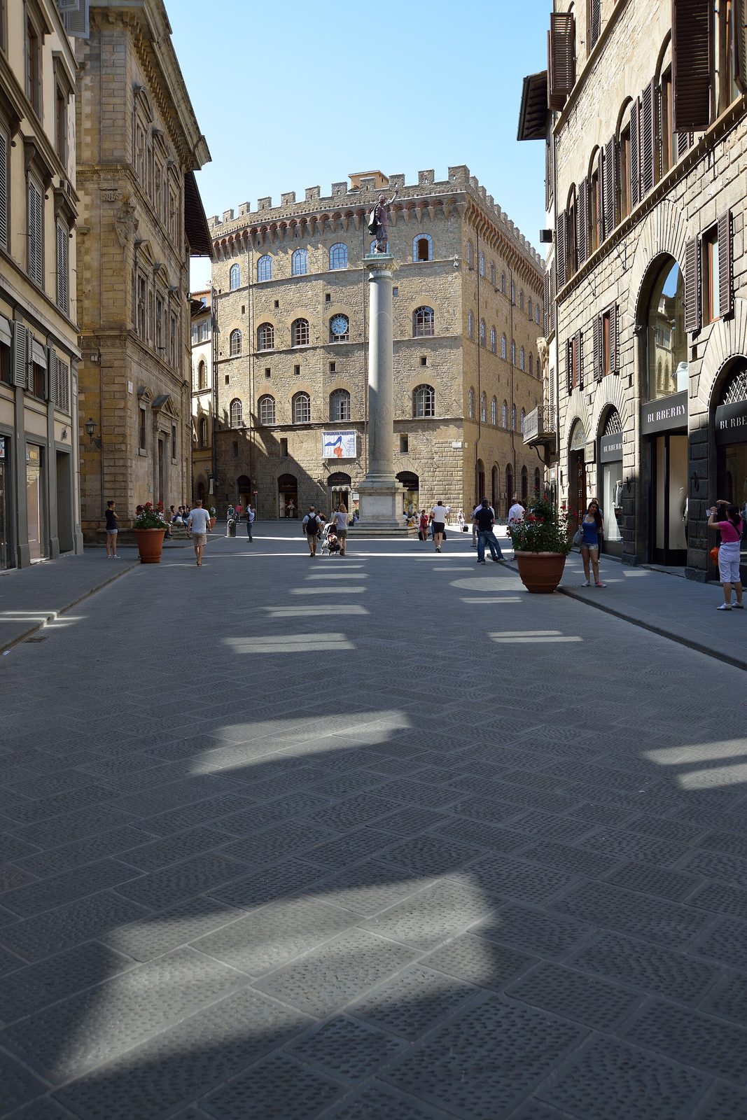 A Florence street lined with Renaissance palazzi