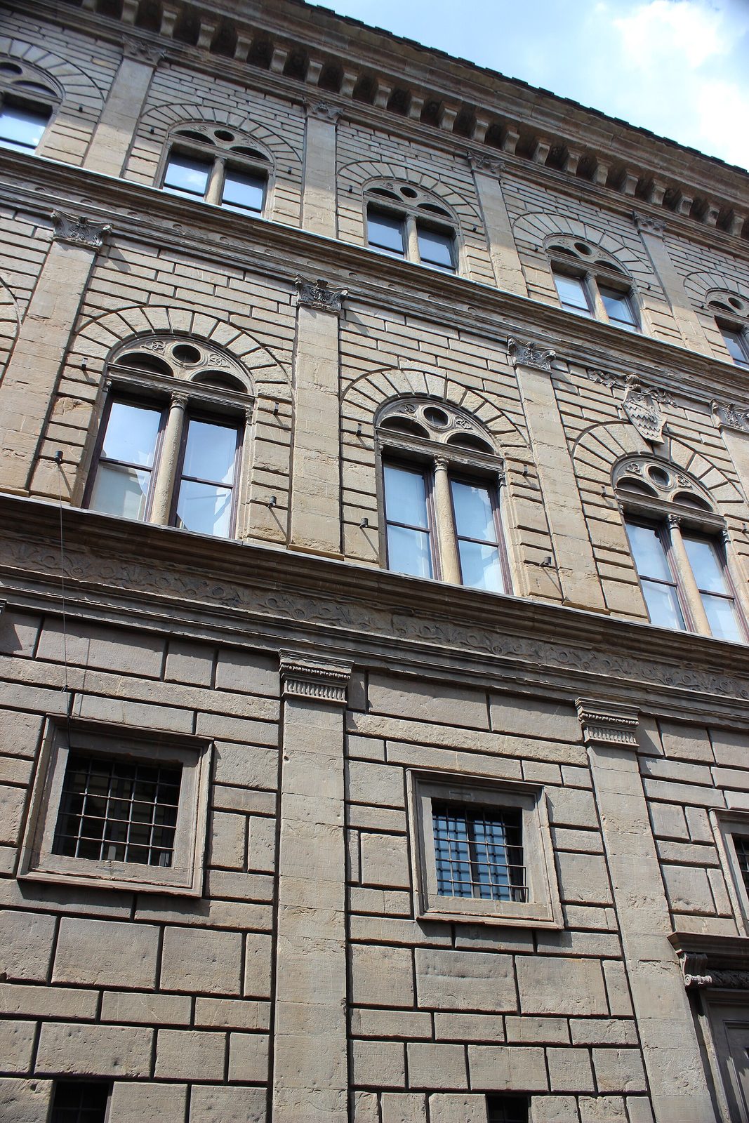 The facade of the Palazzo Rucellai in Florence, three storeys of pilasters in superimposed orders