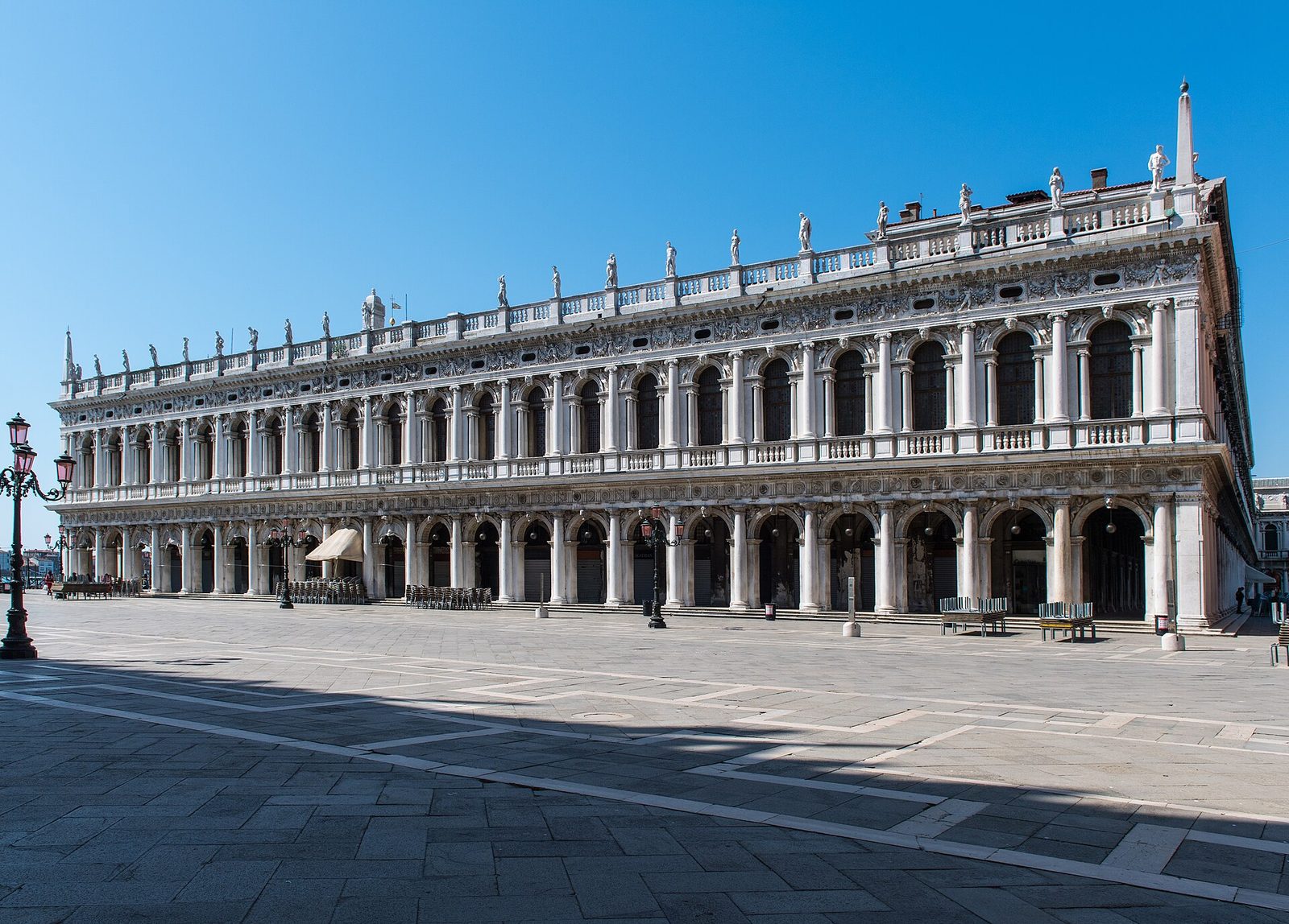 The Biblioteca Marciana on the Piazzetta in Venice, two storeys of arcades