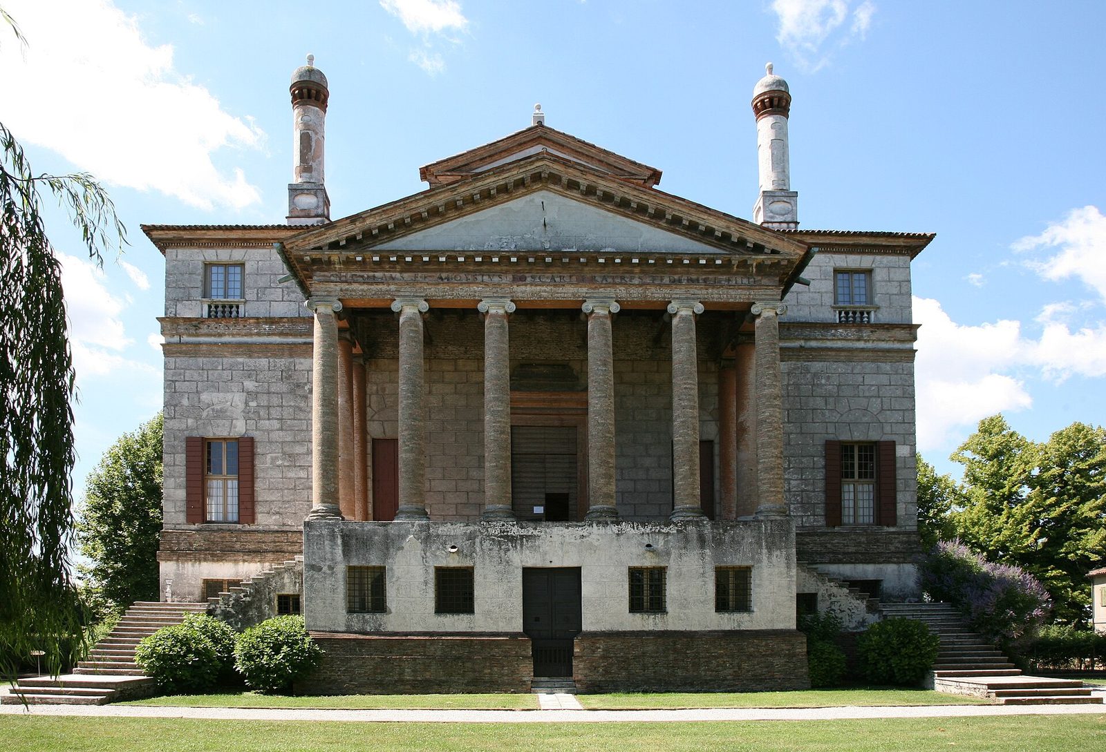 The Villa Foscari on the Brenta canal, its temple front facing the water