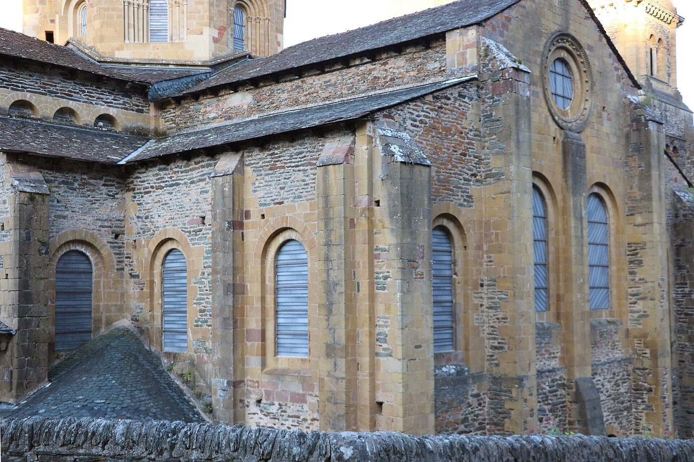 The south flank of the abbey church of Sainte-Foy at Conques
