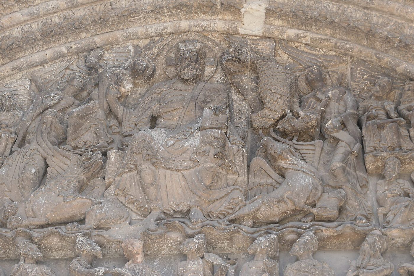 Christ in Majesty at the centre of the Moissac tympanum, surrounded by the elders