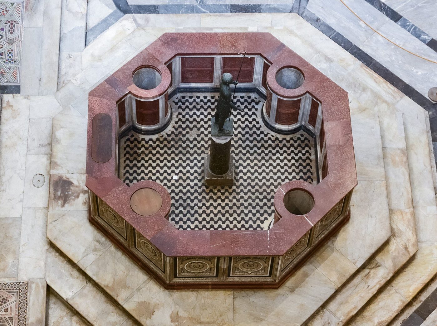 The font of Pisa Baptistery seen from the gallery above