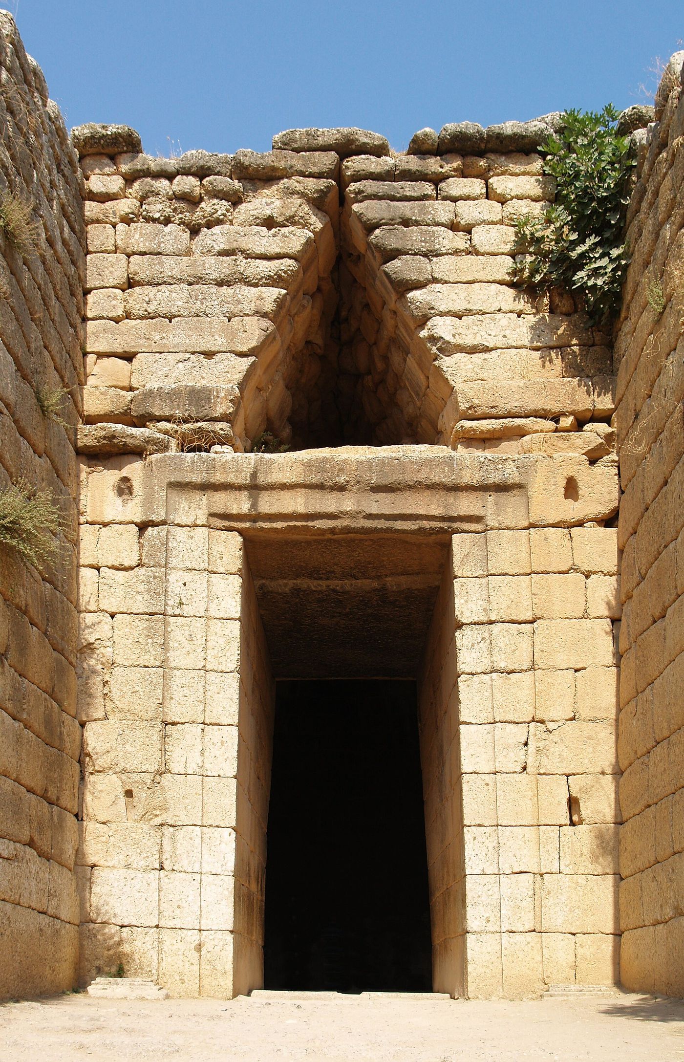 Entrance to the Treasury of Atreus at Mycenae, with its doorway and large lintel block