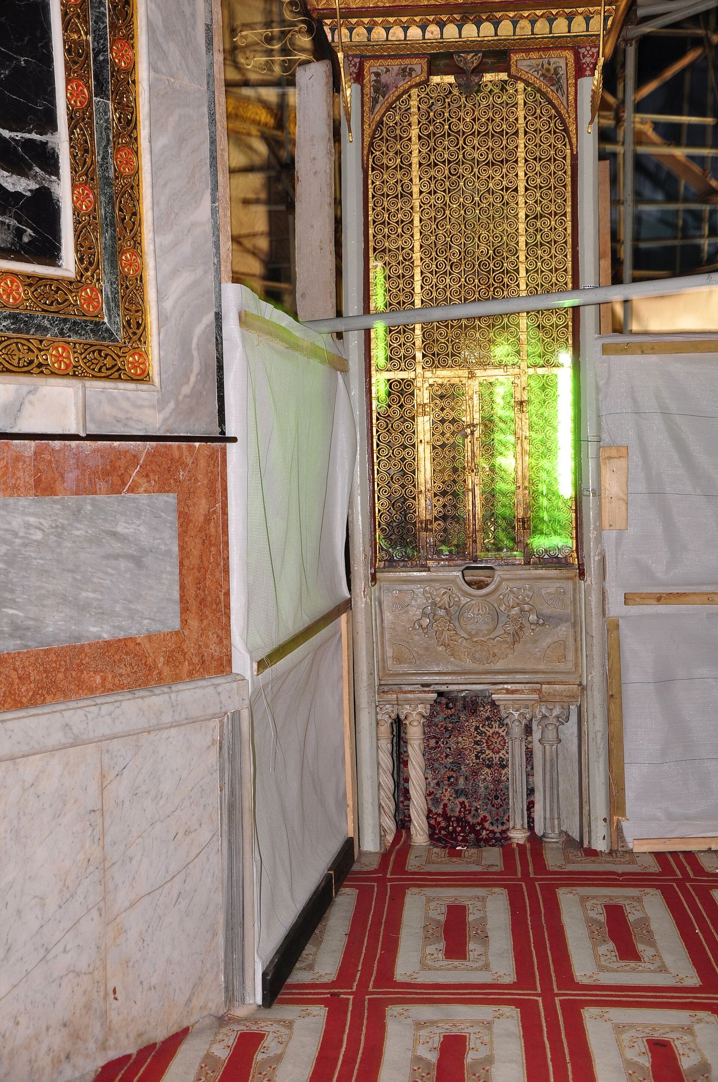 Interior of the Dome of the Rock in Jerusalem, around the Rock