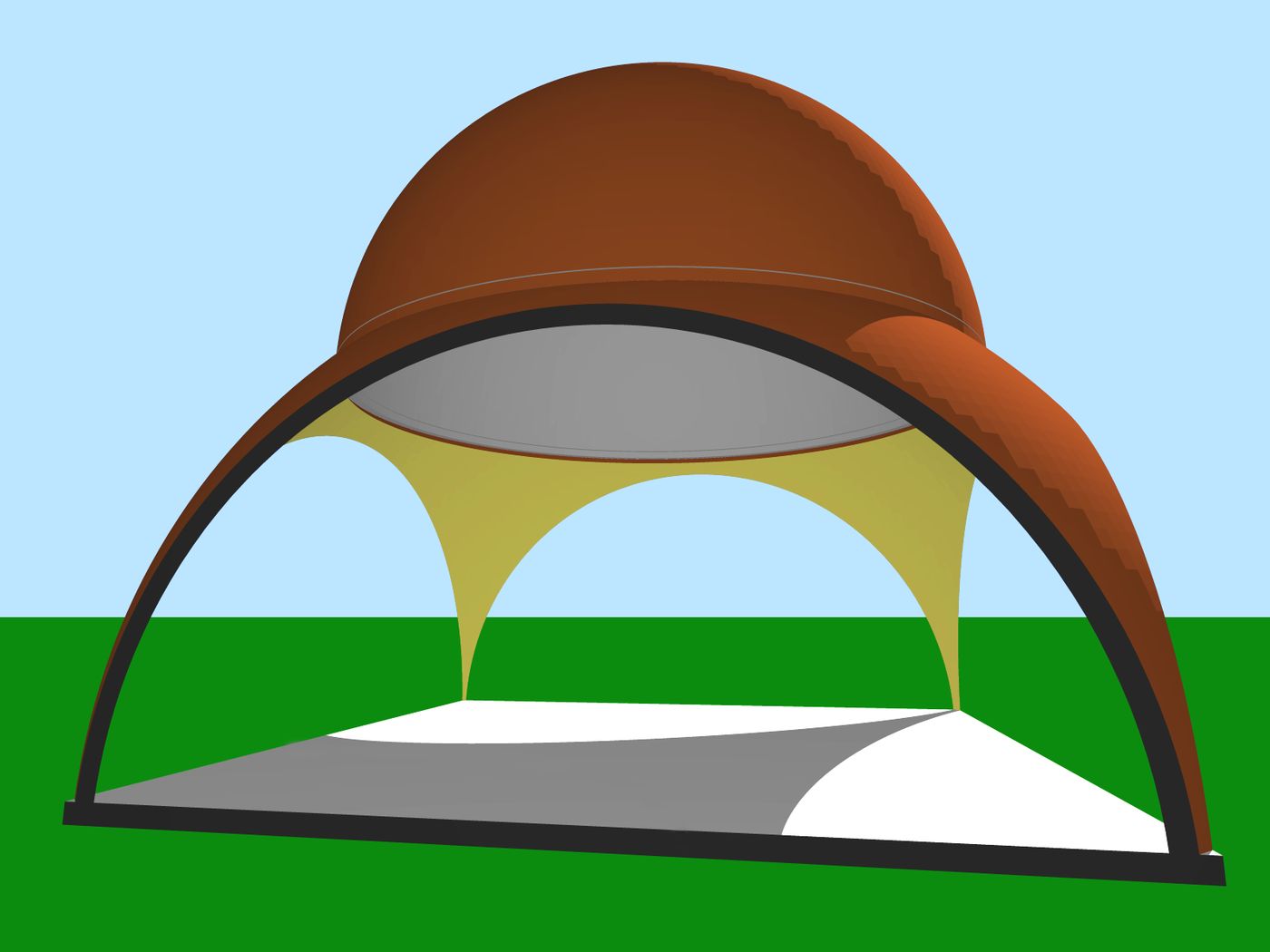 Diagram of a pendentive, the triangular spherical section that carries a dome over a square bay
