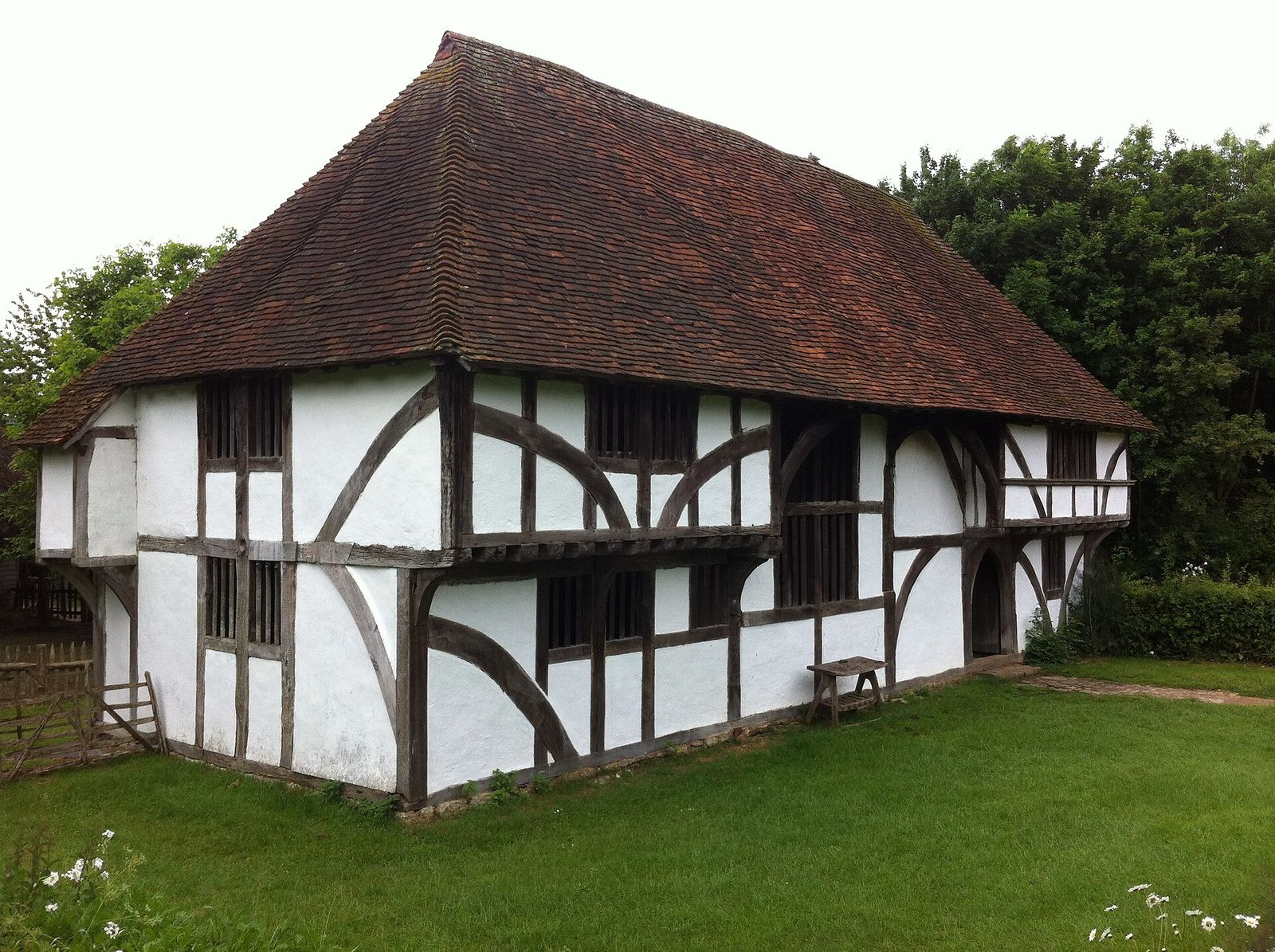 Bayleaf, a Wealden hall house of about 1405–30, timber-framed with a jettied front, at the Weald & Downland Museum