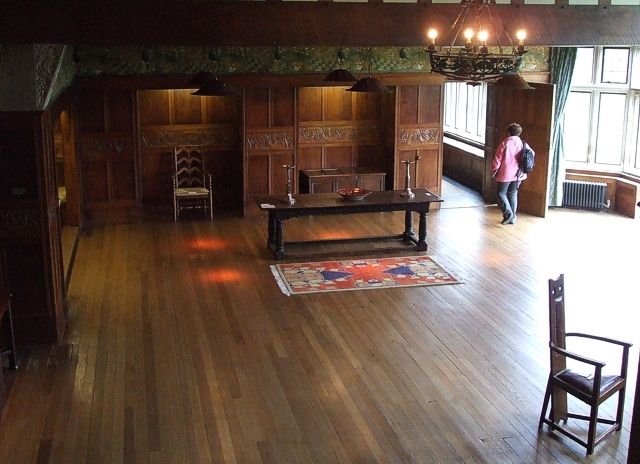 The Main Hall of Blackwell at Bowness-on-Windermere, panelled and galleried