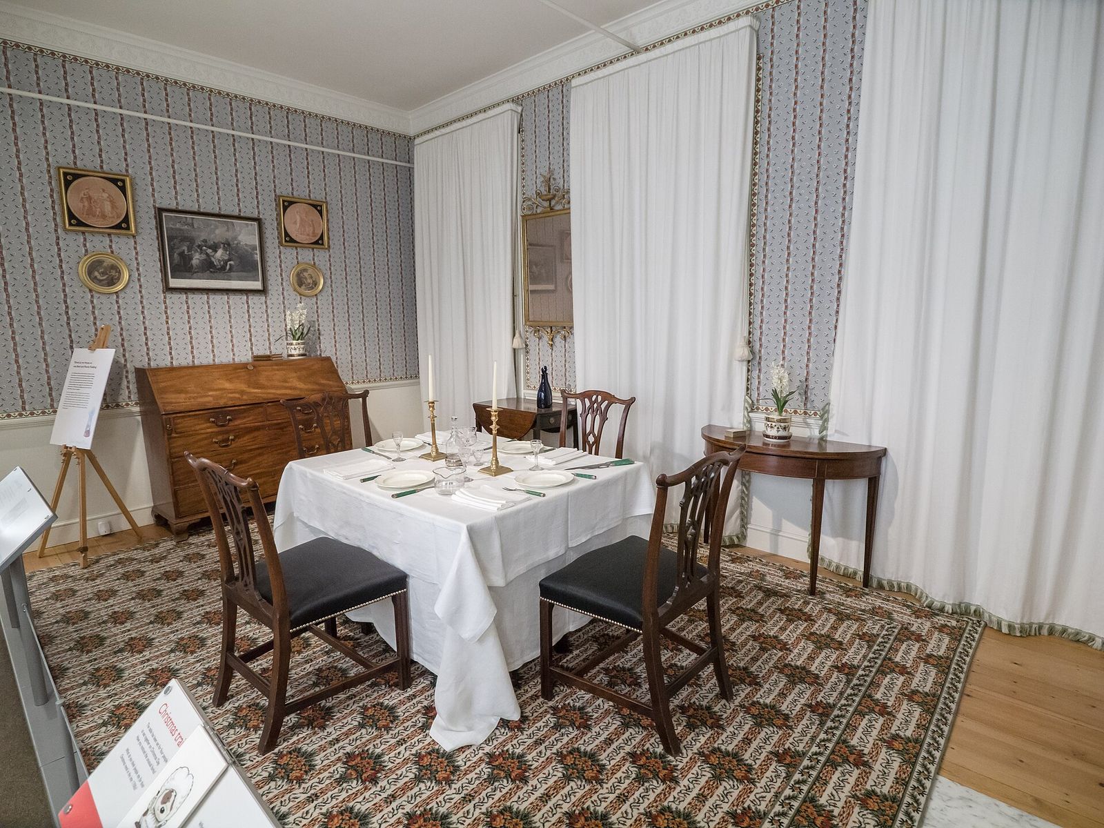 A 1790s period room at the Museum of the Home in London, set as a dining room