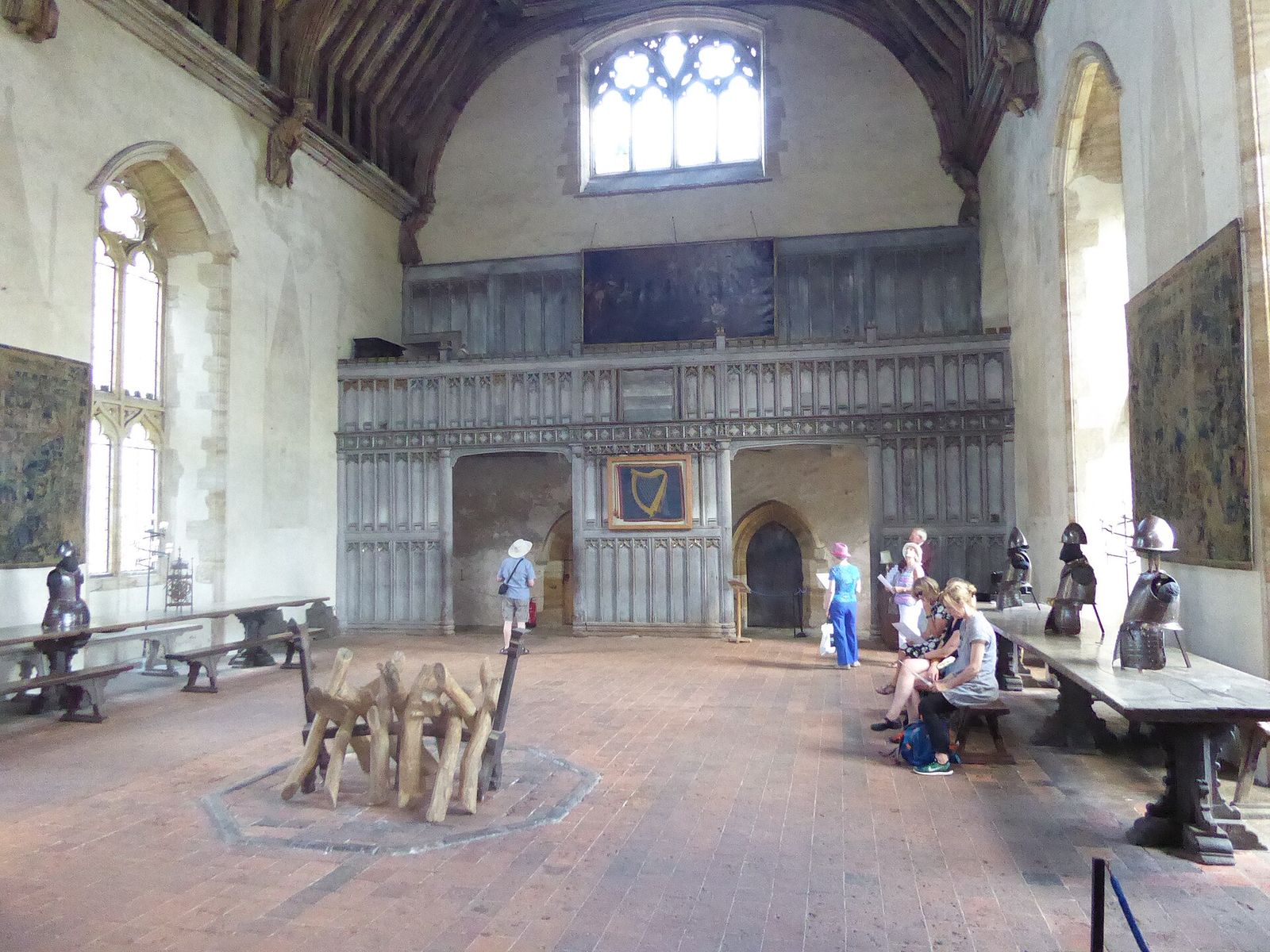 The Baron's Hall at Penshurst Place: screens passage, minstrels' gallery and long tables