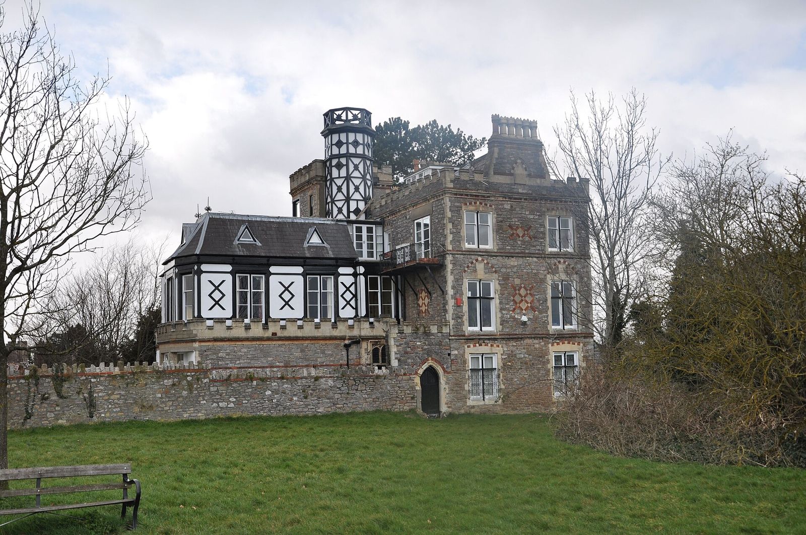 Towerhirst, a Victorian villa in Sneyd Park, Bristol, with decorative bargeboards and a tower