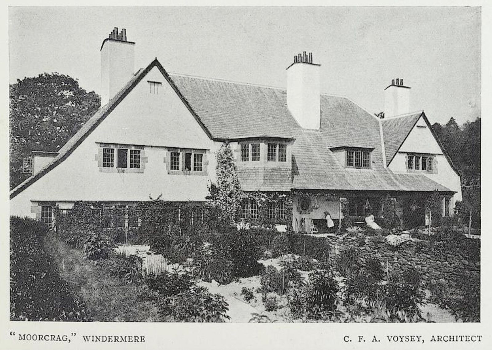 Moor Crag at Windermere, a house by C.F.A. Voysey, in a period photograph