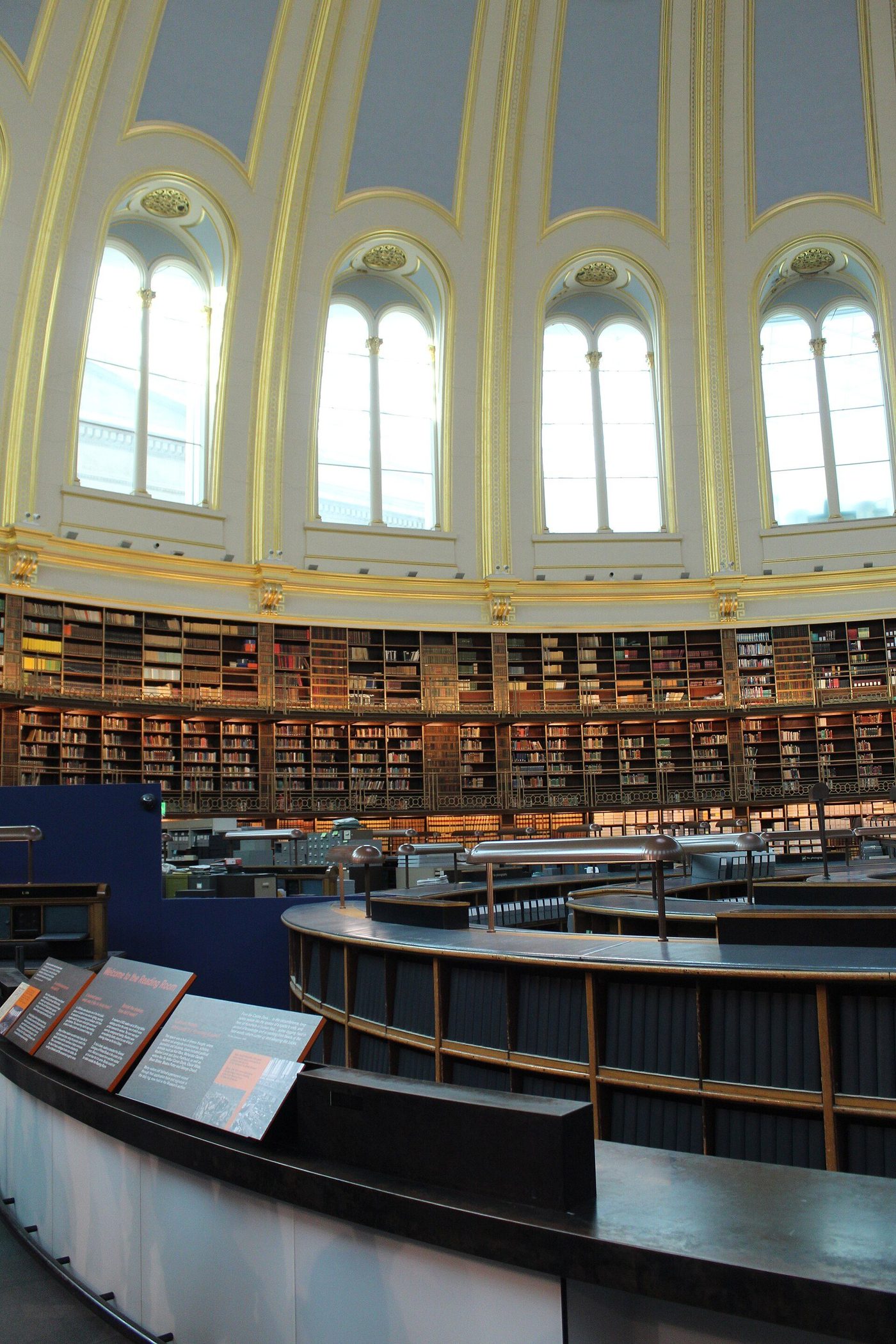 The British Museum Reading Room: the blue iron dome above the circular desks and book stacks