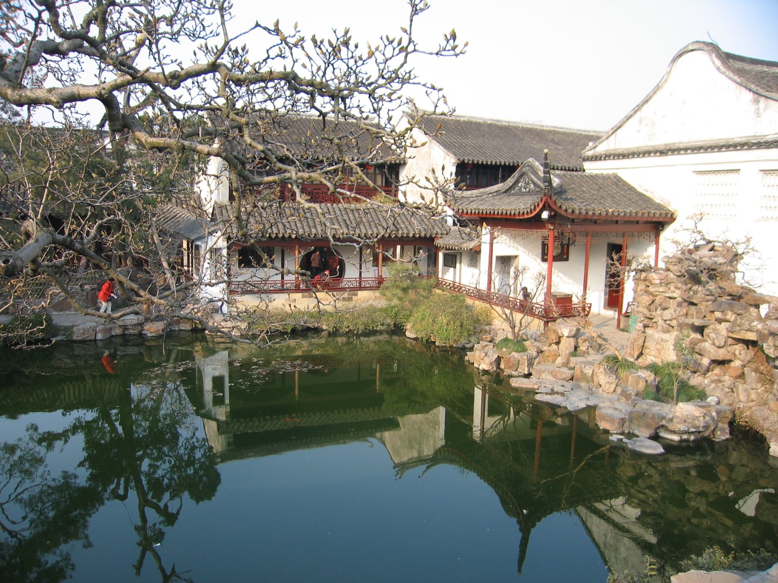 A garden pavilion beside water in a Suzhou garden