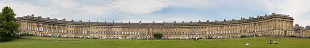 Uniform Georgian facade of the Royal Crescent in Bath