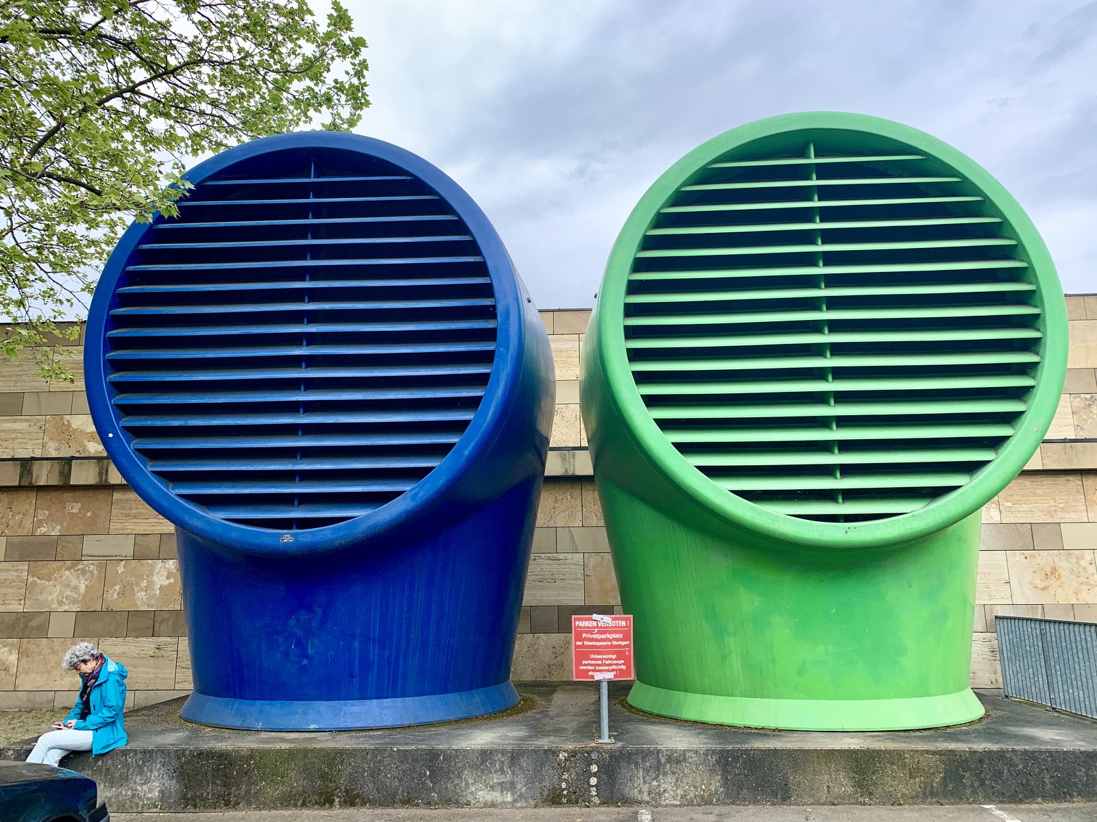 The blue and green air vents of the Neue Staatsgalerie, Stuttgart