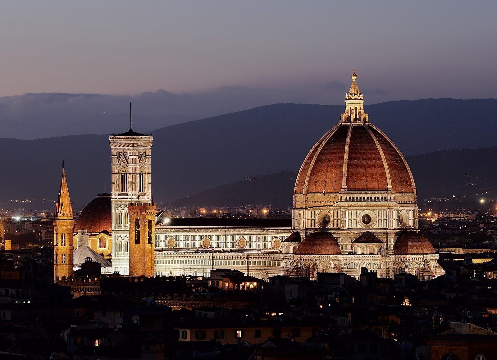 Florence Cathedral with Brunelleschi's dome at dusk