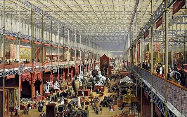 Interior of the Crystal Palace in 1851, iron and glass exhibition hall