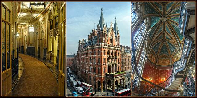St Pancras Midland Grand Hotel facade in red brick Gothic Revival