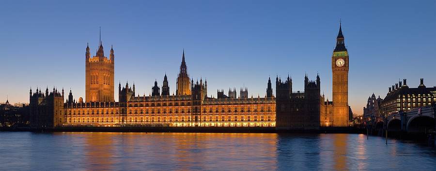 Palace of Westminster in London, Gothic Revival landmark on the Thames