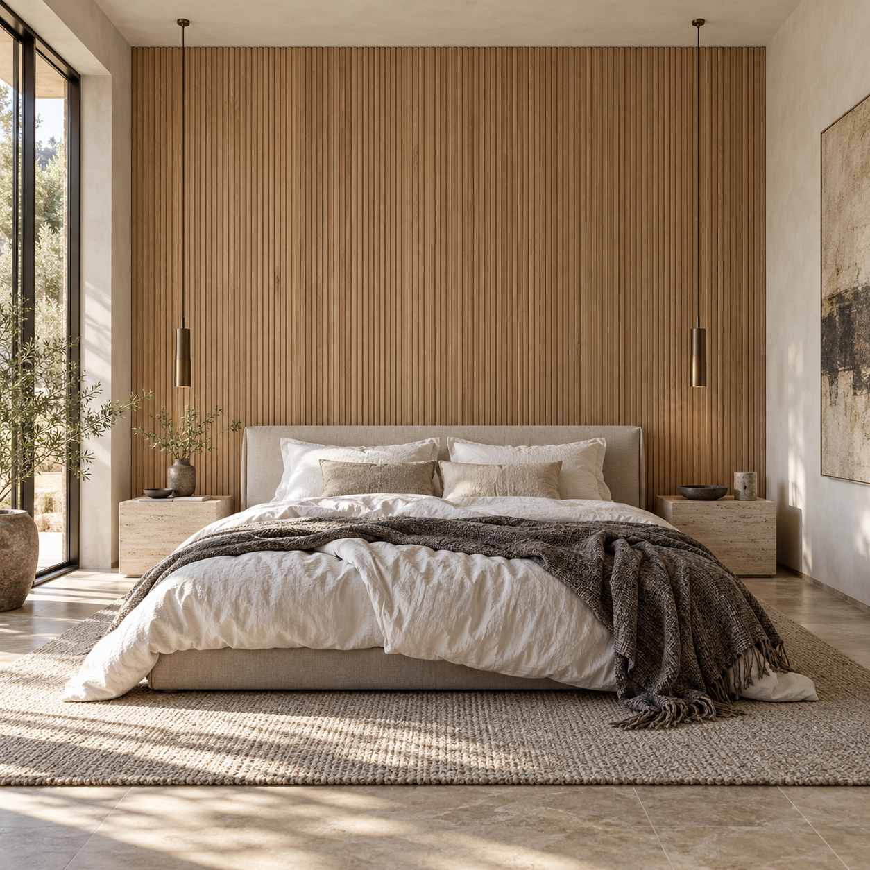 Original fluted wood architectural visualization