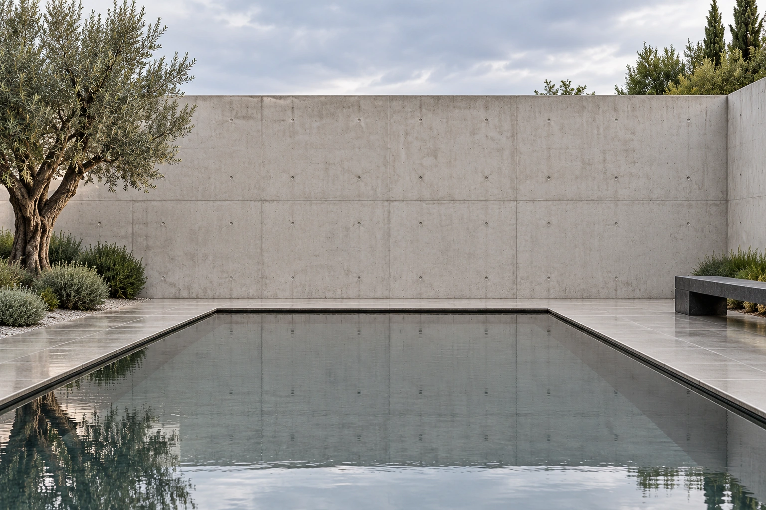 Reflecting courtyard — Exposed concrete architectural study
