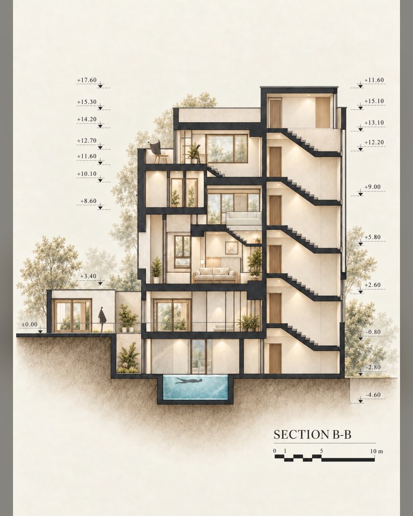 Ajorbaft Villa Section B–B
