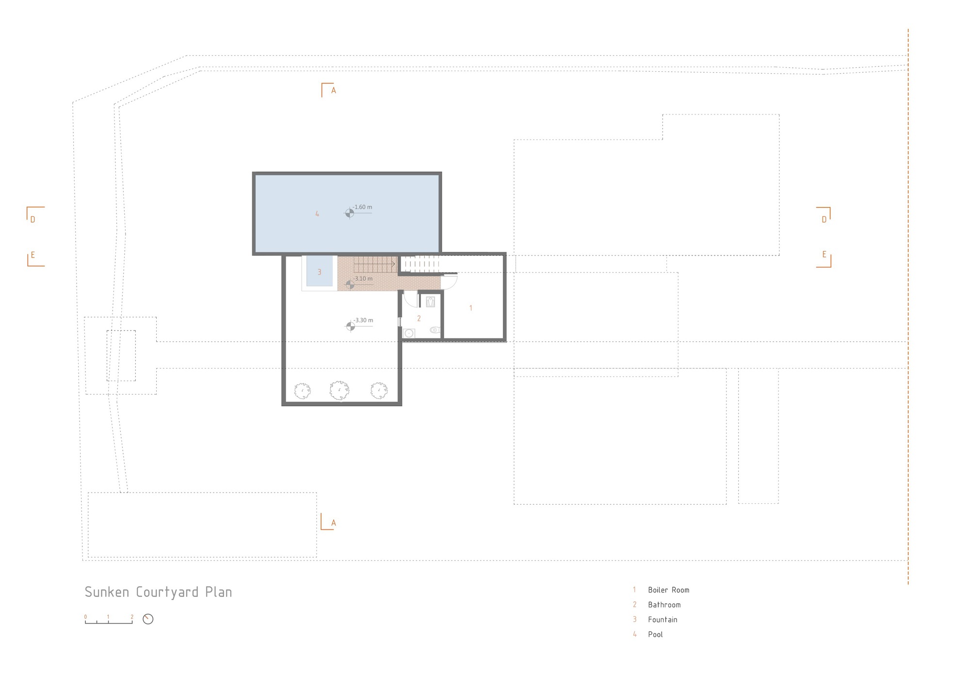 Narbon Villa Sunken Courtyard Plan
