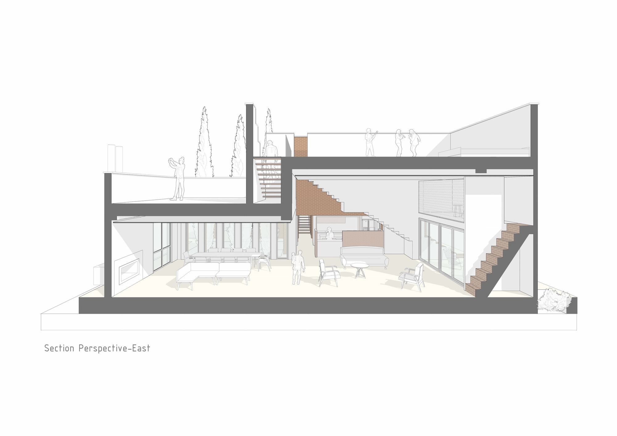 Narbon Villa Perspective Section - East