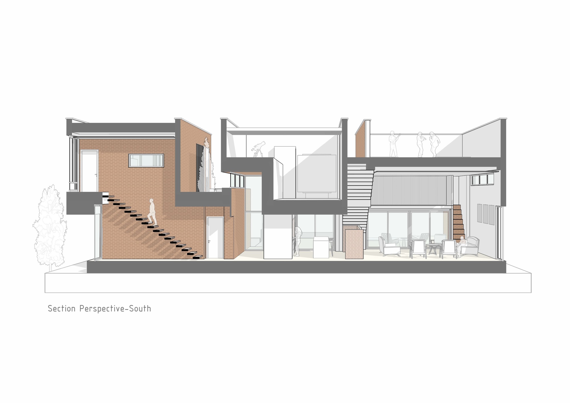 Narbon Villa Perspective Section - South