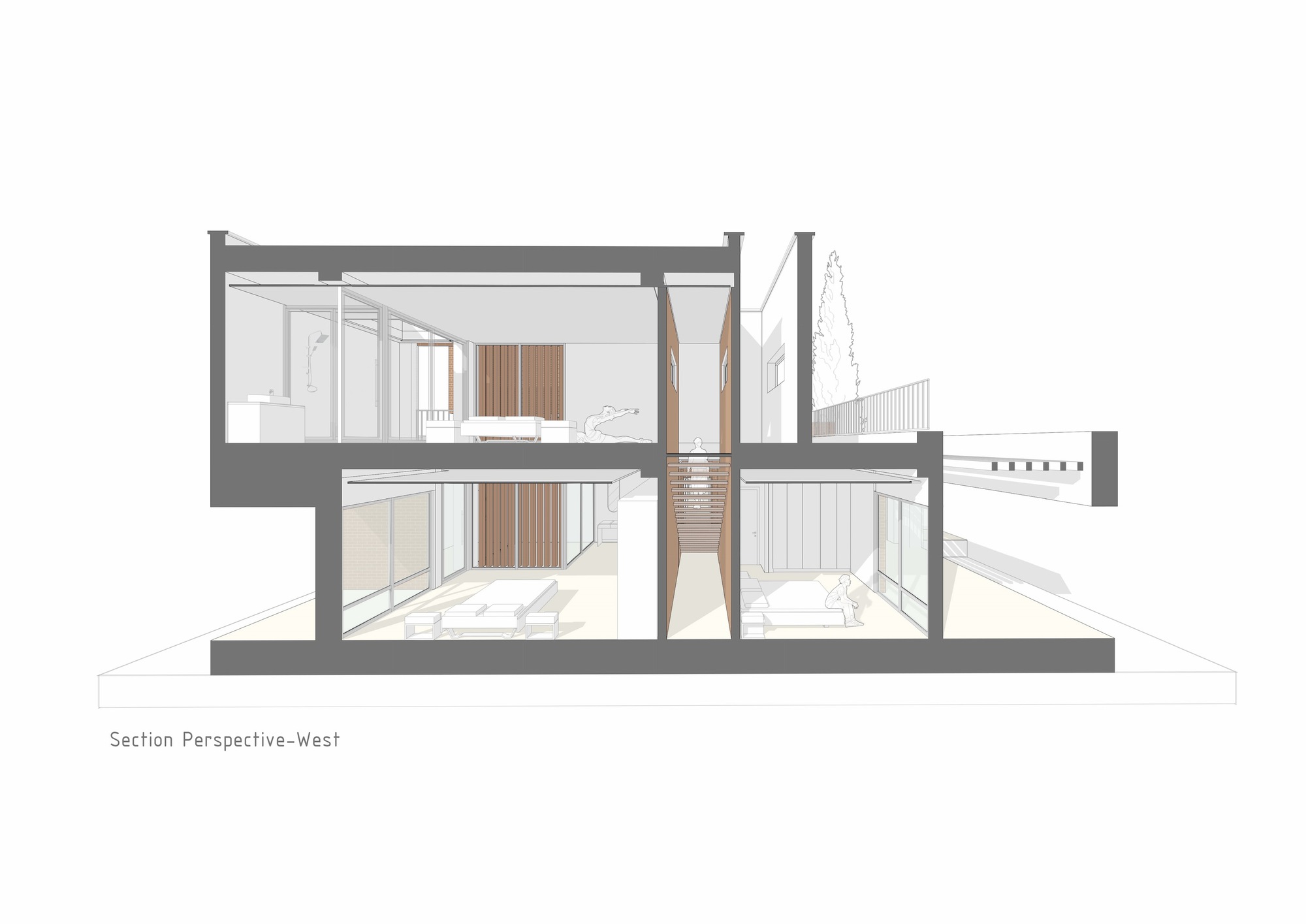 Narbon Villa Perspective Section - West