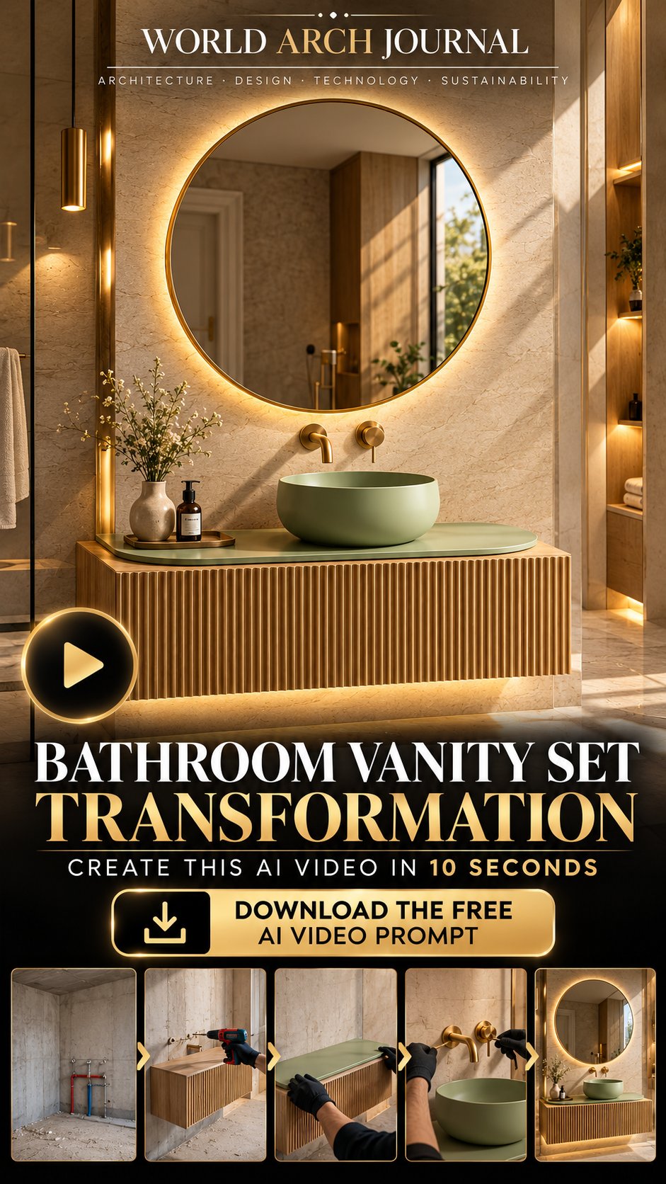 Bathroom Vanity Installation AI Video Prompt prompt preview