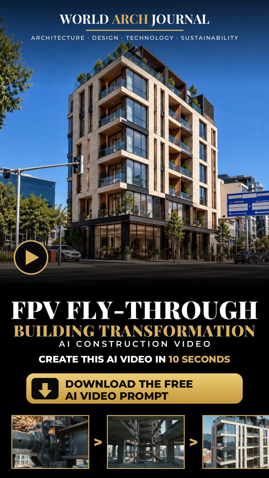 FPV Construction Transformation: Single-Take Video Prompt prompt preview