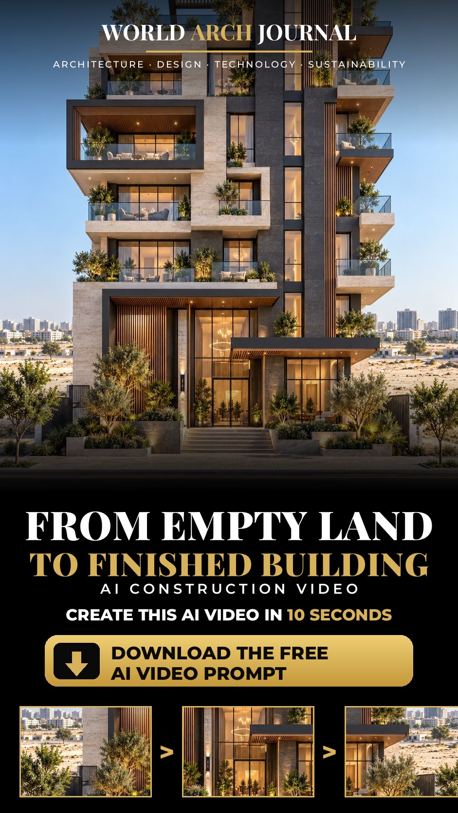 Empty Land to Finished Building: 10-Second Construction Video Prompt prompt preview